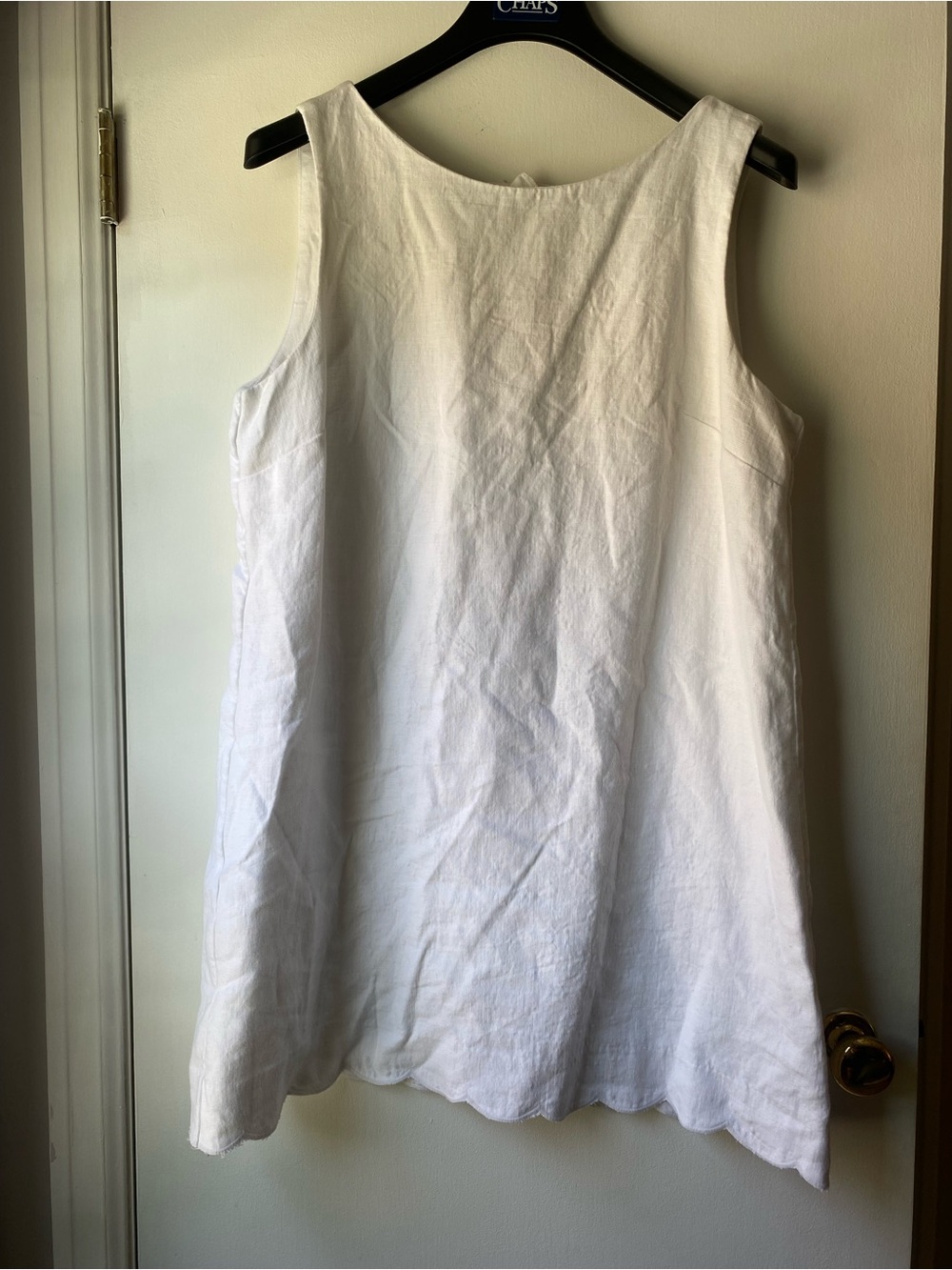 J Crew White Linen Sleeveless Shift Dress
